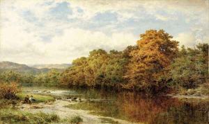 Coming autumn on Welsh river by Benjamin Williams Leader