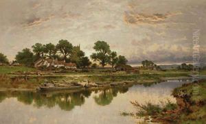 Kempsey Church on the River Severn by Benjamin Williams Leader