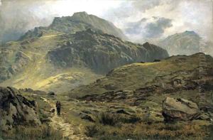 The path to Llyn Idwal, North Wales by Benjamin Williams Leader