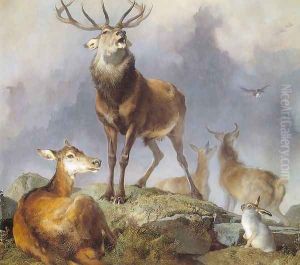 Scene in Braemar- Highland Deer 1857 by Sir Edwin Henry Landseer