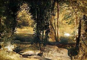A Woody Landscape with a Swan on a Pond by Sir Edwin Henry Landseer