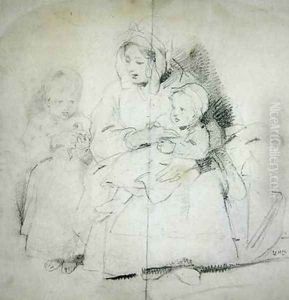 A Mother with two Children by Sir Edwin Henry Landseer