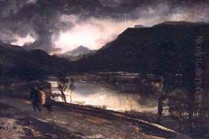 A Lake Scene at Sunset by Sir Edwin Henry Landseer