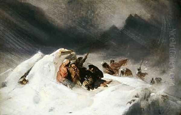 A Winter Landscape with Figures Sheltering - view 1