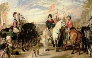 Queen Victoria and the Duke of Wellington reviewing the Life Guards Windsor Great Park in the distance by Sir Edwin Henry Landseer