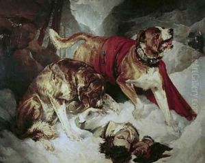 Alpine Mastiffs Reanimating a Distressed Traveller by Sir Edwin Henry Landseer