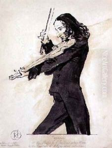 Niccolo Paganini 1782-1840 Playing the Violin by Sir Edwin Henry Landseer