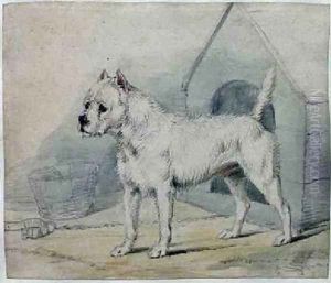 Dog Outside a Kennel by Sir Edwin Henry Landseer