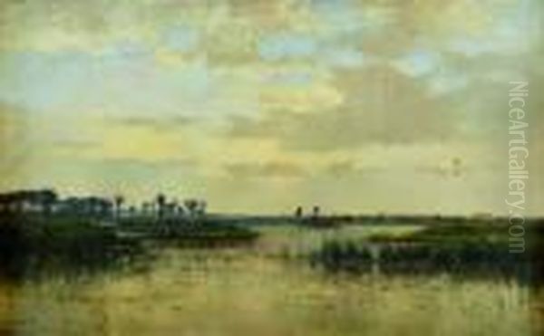 Soleil Couchant Dans Les Marais Du Nord, A Arleux - view 1