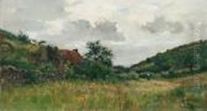 Weite Hugelige Landschaft Mit Haus by Pierre-Emmanuel Damoye