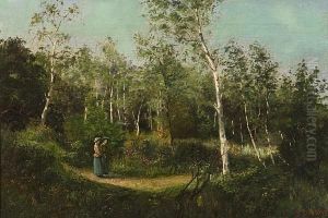 Figures On A Wooded Path by Pierre-Emmanuel Damoye