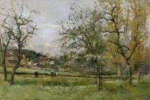 Landschaft Mit Frauen Bei Der Feldarbeit.