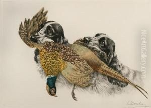 Spaniels Sharing A Pheasant