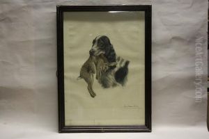 Cocker Et Lievre Dans Sa Gueule by Leon Danchin