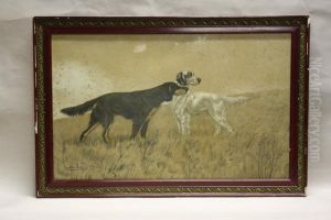 Deux Chiens A L'arret by Leon Danchin