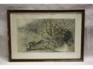 La Fuite Du Lievre Gravure Numerotee