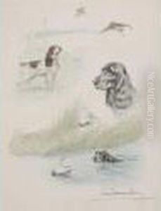 Chiens, Becasse Et Canard by Leon Danchin