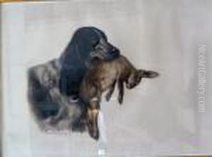Cocker Et Lievre by Leon Danchin