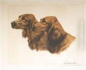 les Deux Setters Irlandais by Leon Danchin