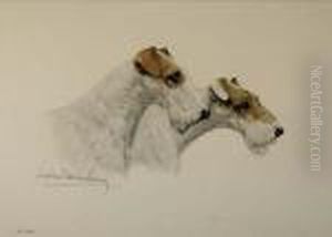 Two Terriers In Profile by Leon Danchin