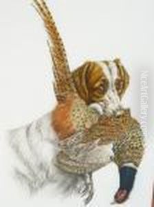 Spaniel Andpheasant by Leon Danchin