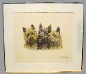 Three Cairn Terriers by Leon Danchin