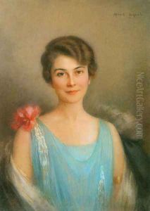 A Portrait Of A Lady In Blue by Albert Lynch