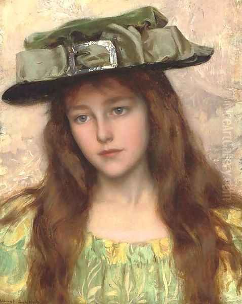 A Young Beauty in a Green Hat - view 1