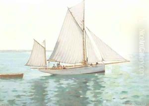 The 'Aranella' sailing off the coast of Cannes, France by Albert Lynch