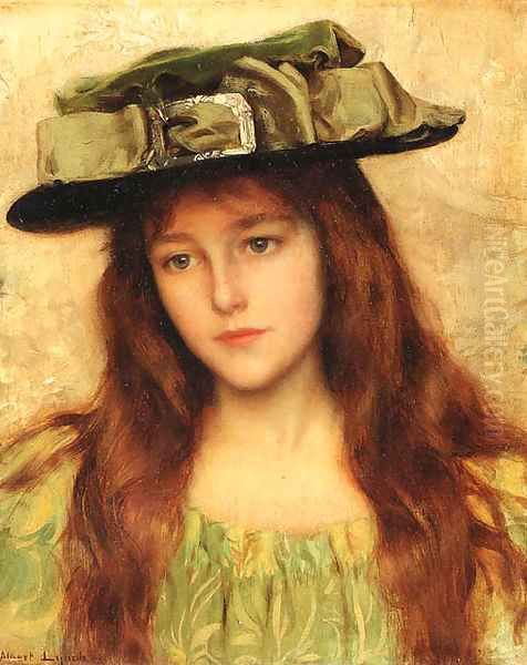 Young beauty in a green hat - view 1