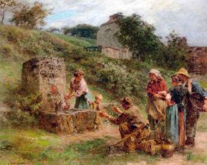 A la fontaine by Leon Augustin Lhermitte
