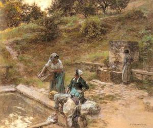 Au Lavoir by Leon Augustin Lhermitte