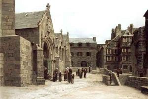 Sortie de l'eglise Saint-Melaine a Morlaix (Leaving the Saint-Melaine Church in Morlaix) by Leon Augustin Lhermitte