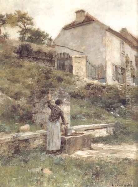 A Woman filling her bucket at a Well - view 1
