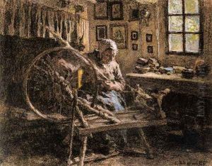 The Spinning Wheel by Leon Augustin Lhermitte