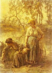Puiseuses d'eau by Leon Augustin Lhermitte