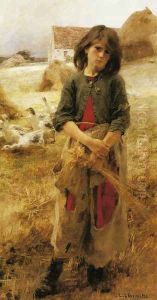 The Little Goose Girl of Mezy by Leon Augustin Lhermitte