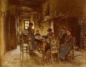 Le Benedicite Au Chaussin Pres De Vichy by Leon Augustin Lhermitte