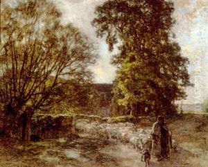 Shepherd and Sheep by Leon Augustin Lhermitte