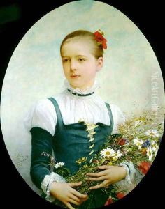 Portrait Of Edna Barger Of Connecticut by Jules Joseph Lefebvre