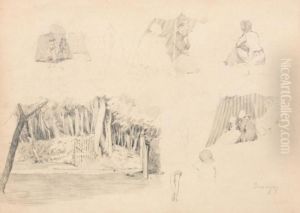 Paysage Et Esquisse De Personnages by Charles-Francois Daubigny