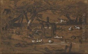 Canards Pres De La Bonde D'un Etang by Charles-Francois Daubigny
