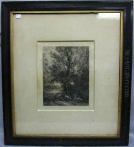 Pastoral Scene Withshepherds In A Forest. by Charles-Francois Daubigny
