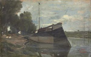 Auvers, Peniche Sur L'oise by Charles-Francois Daubigny