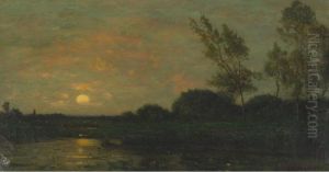 Coucher De Soleil Sur La Riviere (l""""oise) by Charles-Francois Daubigny