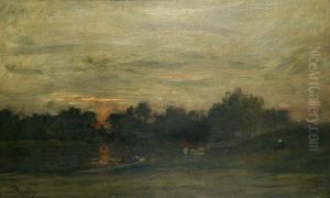 Sunset by Charles-Francois Daubigny