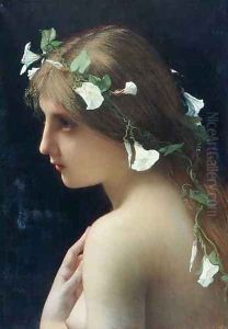 Nymph With Morning Glory Flowers by Jules Joseph Lefebvre