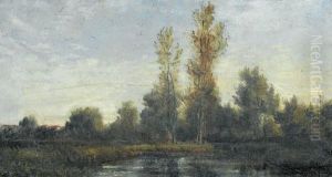 Landschaft Mit Kleinem Waldsee. by Charles-Francois Daubigny