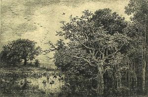 Le Marais (aux Cigognes) by Charles-Francois Daubigny