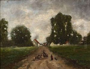 Berger Sur Le Chemin. by Charles-Francois Daubigny